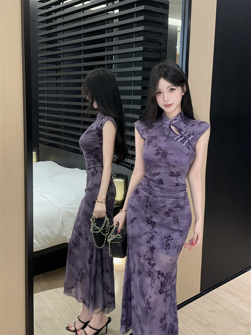 New Chinese Style Sexy Sleeveless Mermaid Dress Summer 2026