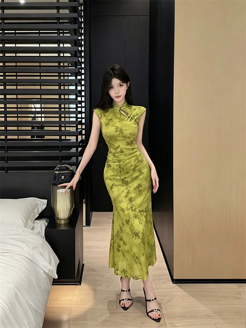New Chinese Style Sexy Sleeveless Mermaid Dress Summer 2026 - Image 3