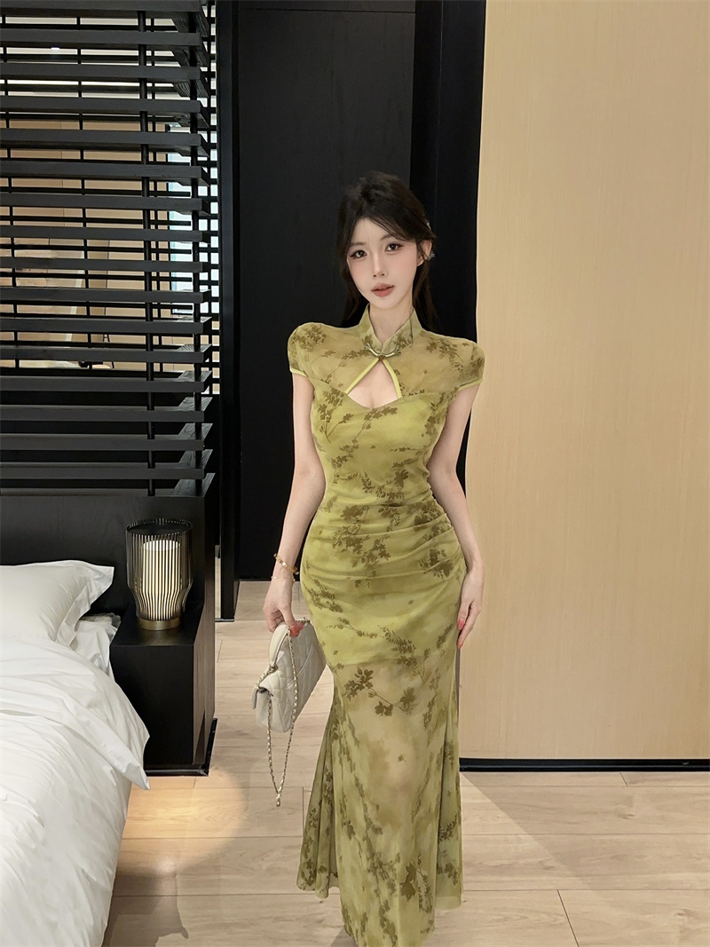 New Chinese Style Sleeveless Mermaid Dress Summer 2026