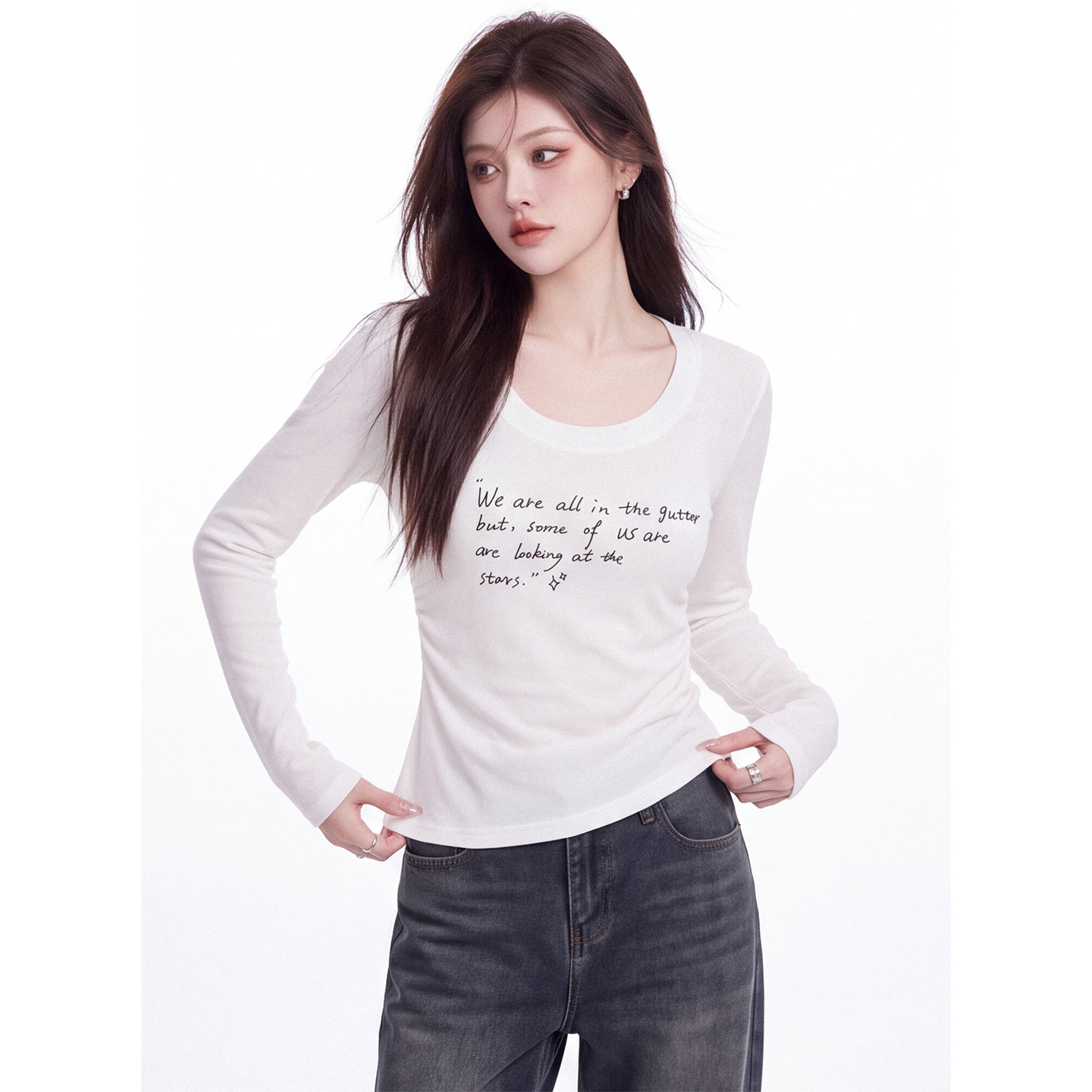 Early Autumn Women's Long Sleeve T-Shirt with Back Cutout, Slit and Waist-Cinching Slimming Base Layer Top 2026 New - Image 3