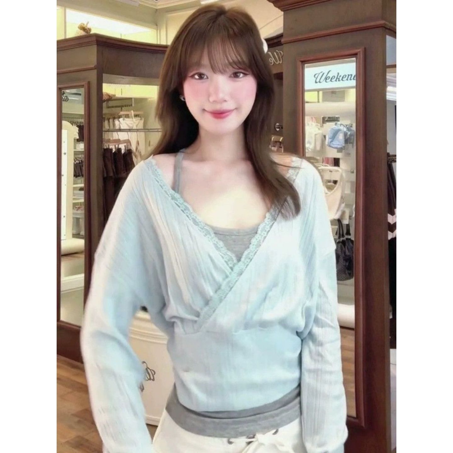 V-Neck Lace Sun Protection Cover-Up Cami Vest Two-Piece Set Women - Image 3